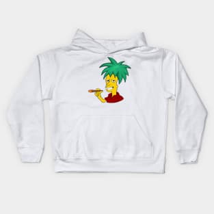 Green hair smoking Kids Hoodie